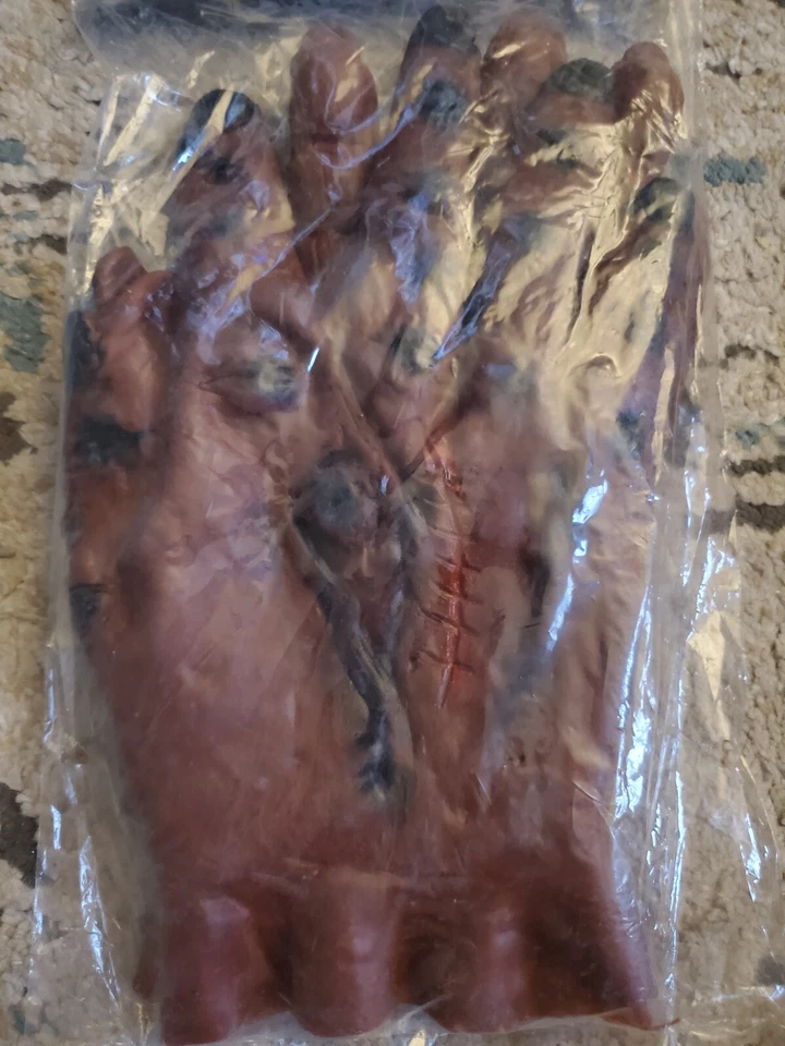 Vintage Rubies Monster Brown Rubber Gloves Adult Size Werewolf Costume Hands Nw - Image 2 of 4