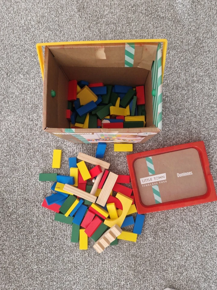 Domino Run Toppling Little Town Colourful Wooden Dominoes Professor Puzzle Rally - Image 2 of 2