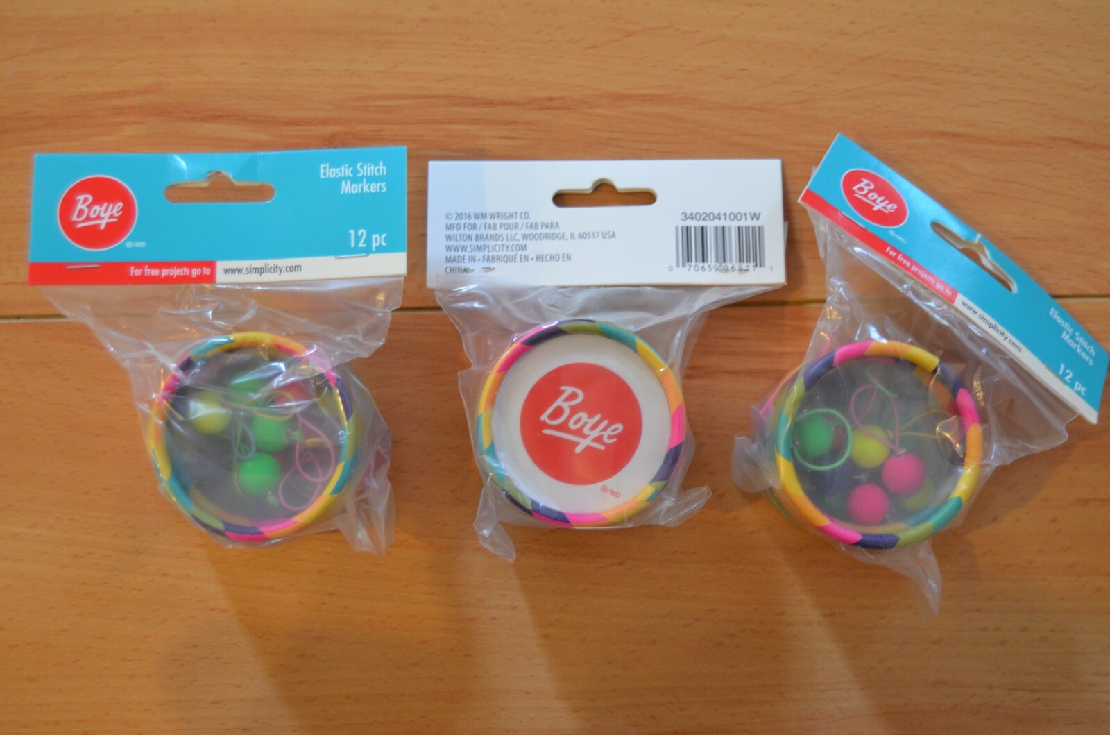 New Boye 3 Packages of 12 Elastic Colorful Stitch Markers Crochet