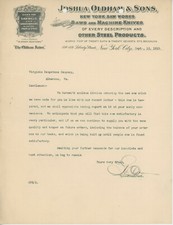 1913 Joshua Oldham Letterhead New York City Saw Works Machine Knives Woodworking