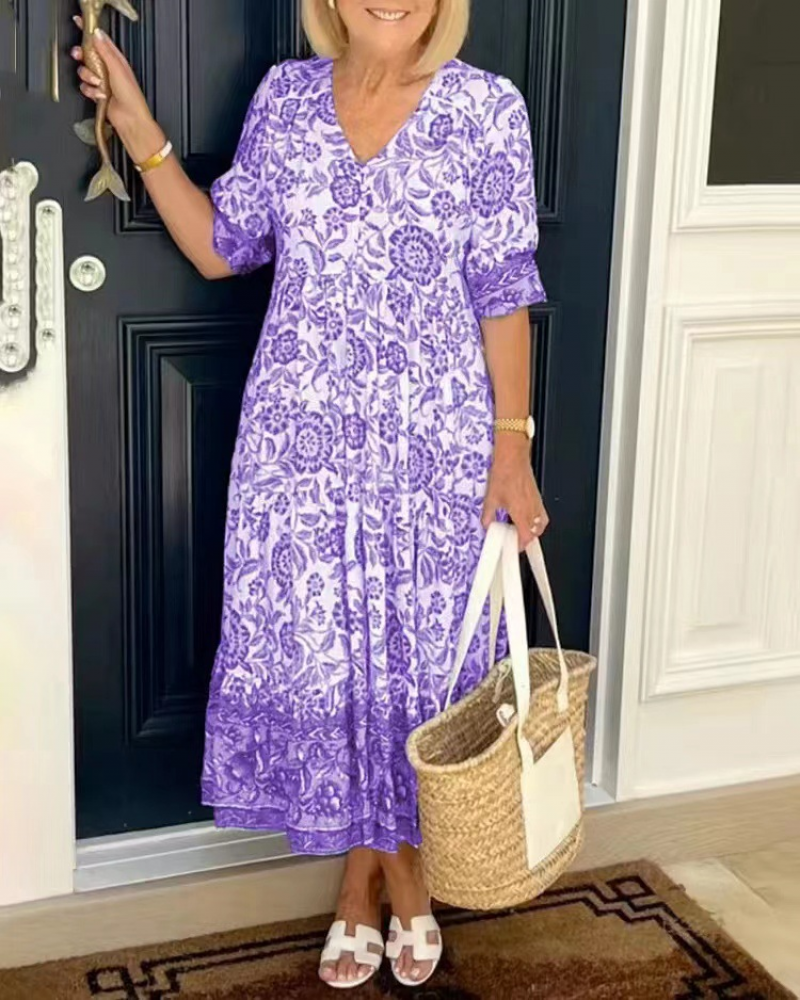 Women's Dress Super Fairy V-neck Floral Seaside Holiday Loose Fitting Dress | eBay Women's Dress Super Fairy V-neck Floral Seaside Holiday Loose Fitting Dress | eBay