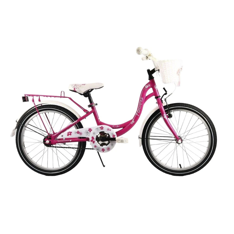 FLOWERS 20" Kinderfahrrad Mädchenfahrrad Fahrrad für Mädchen Kinderrad ROSA