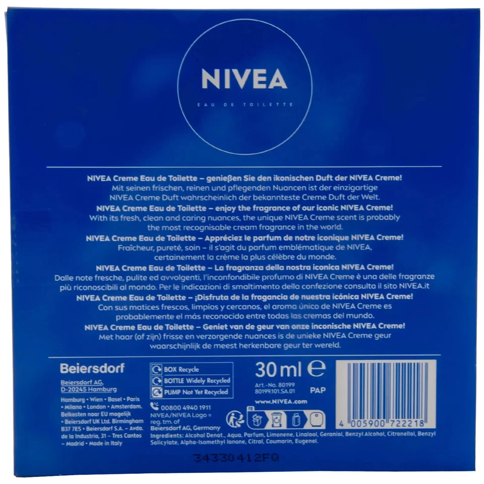 Nivea Eau De Toilette EDT Spray 1 x 30ml for Women with the Scent of Nivea Cream - Image 3 of 4