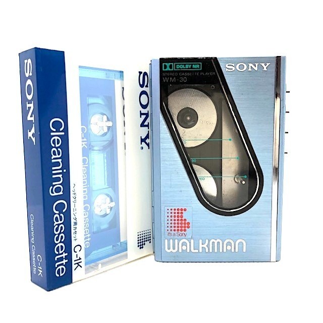 SONY Walkman WM-30 Blue Cassette Case Size with SUPER SOUND C-1K