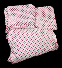 Pottery Barn Twin Girls White Pink Dot Sheet Set Pillow Case Flat Fitted Organic