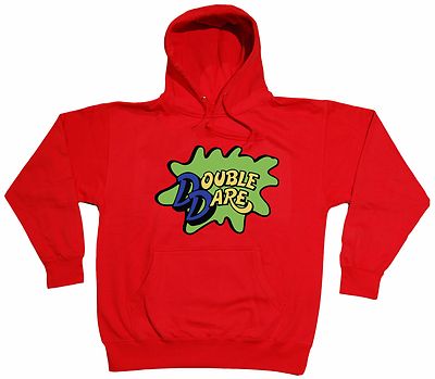 RED Double Dare Logo Nickelodeon Costume Hooded SWEATSHIRT HOODIE