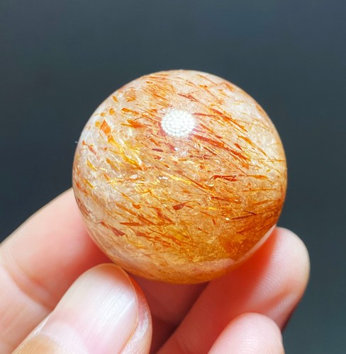 28,8 mm Natürlich Rot Kupfer Rutiliert Kristall Rund Perlen Kugel Heilung C612 - Bild 2 von 17