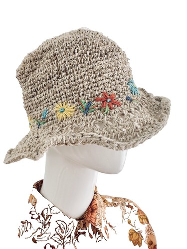Rainbow CROCHETED HAT Rising International HEMP & COTTON  display picture 3