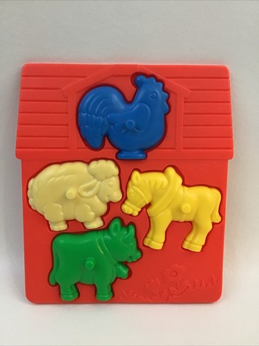 Evenflo Baby Infant Learning Puzzle Activity Toy Plastic Farm Barn 1986 Vintage