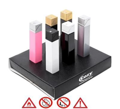 COZY Diamond Premium Feuerzeug, 5 Motive edel Damen Gasfeuerzeug Softflame