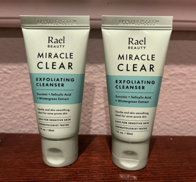 RAEL BEAUTY Miracle Clear Exfoliating Cleanser Travel 2x Lot 1oz Each SEALED