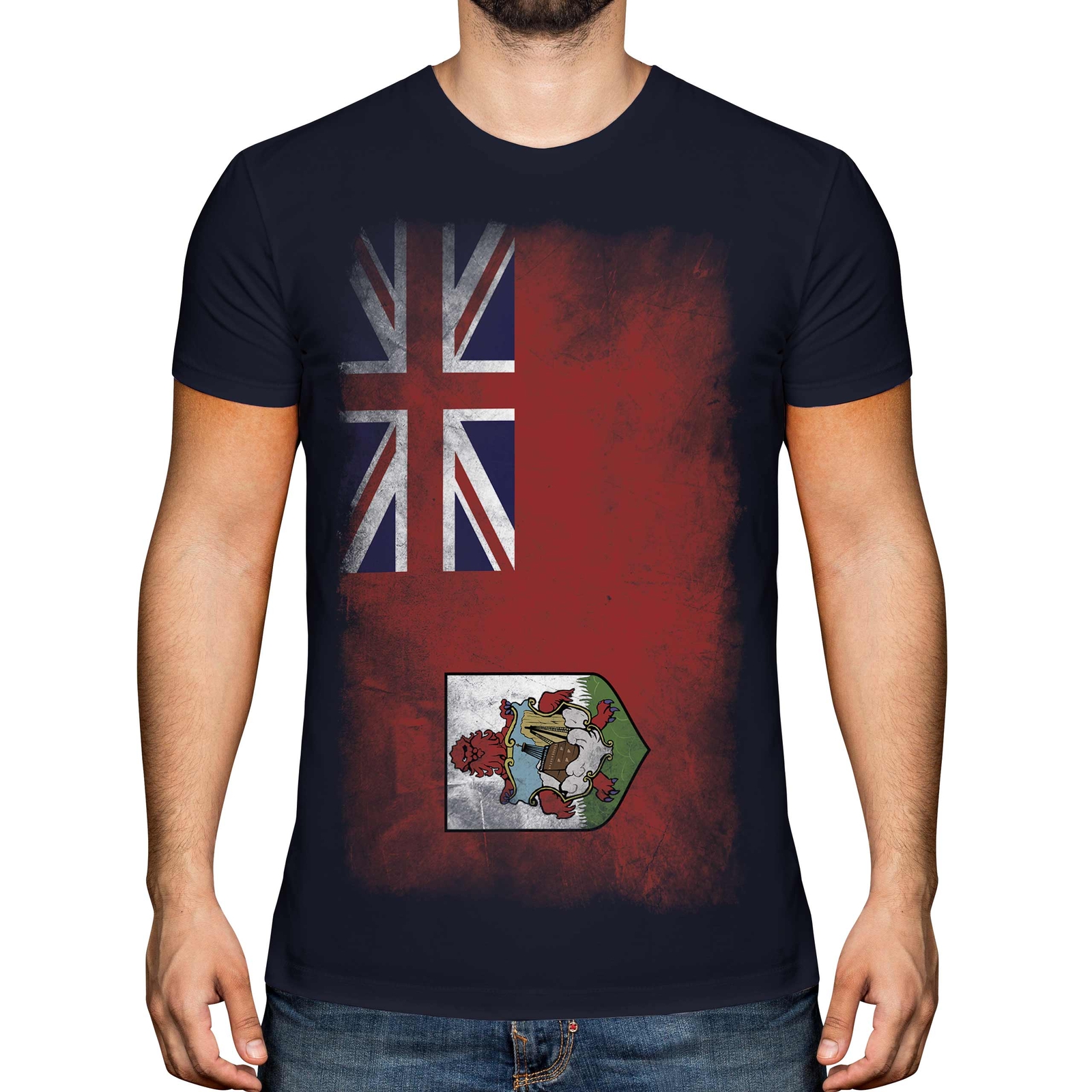 Bermudas Bandera Desteñida Hombre Camiseta Top Bermudian Fútbol Bermudan Regalo