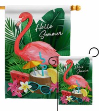 Flamingo Summer Garden Flag Tropical Coastal Decorative Gift Yard House Banner
