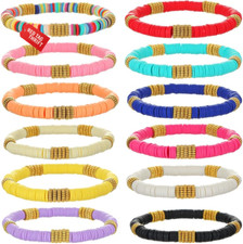 12Pcs Friendship Bracelets Beaded Bracelets Heishi Bracelet Cute Bracelets Stack