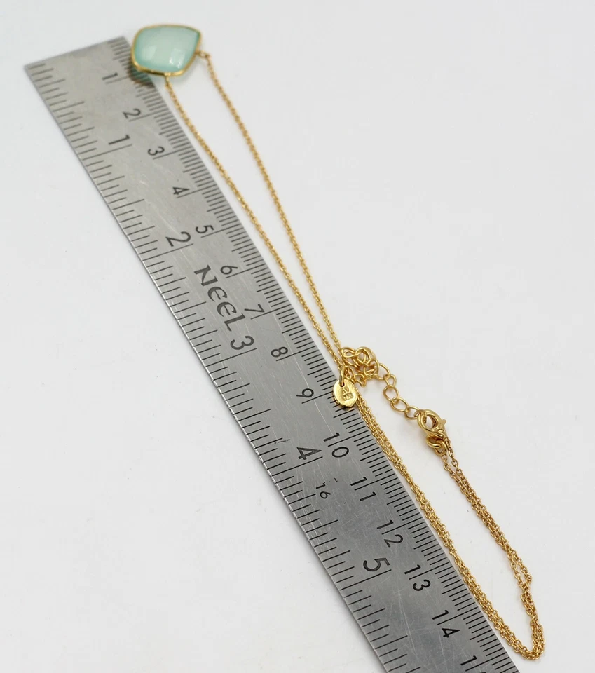 Collana in argento massiccio 925 con pietre preziose di calcedonio placcate i... - Immagine 4 di 4