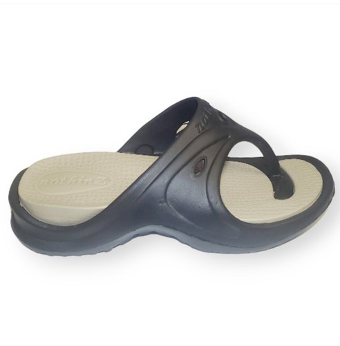 #474 New Nothinz Dual Comfort Sz 6 Shoes Women Sandals Walking Black Flip Flops - Picture 2 of 6