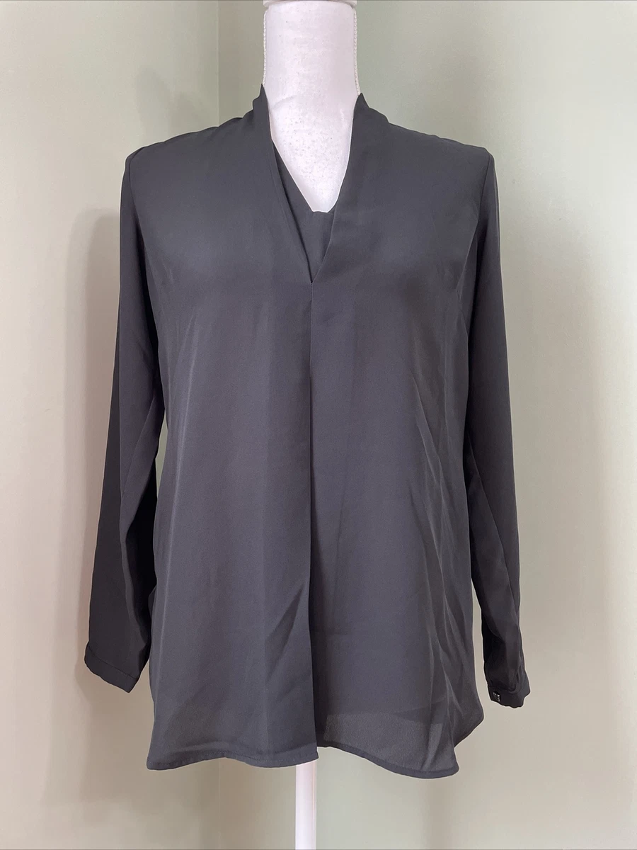 Laurie Felt Layered V-Neck Long Sleeve Blouse - Black - XXS