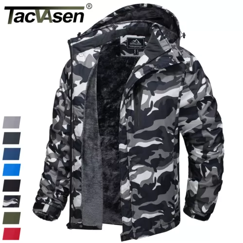 Men's Winter Ski Jacket Thermal Hooded Hiking Windproof Parka Fleece Lined Coats
