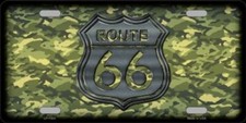 Route 66 Camouflage Tin License Plate Frame Tag Sign For Car Truck Home Decor