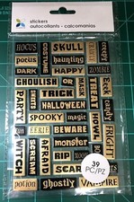 HALLOWEEN Sticker Sheet, 39 Pieces, Momenta Frightful Spooky Words Quotes