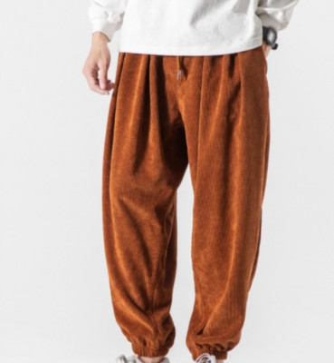 Men Corduroy Casual Trousers Streetwear Harem Pants Fashion Jogging Sweatpants