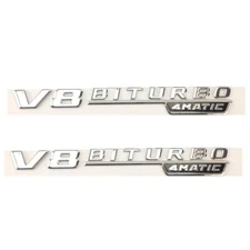 Chrome Silver V8 BITURBO 4MATIC Letters Fender Emblems Badge for Mercedes Benz