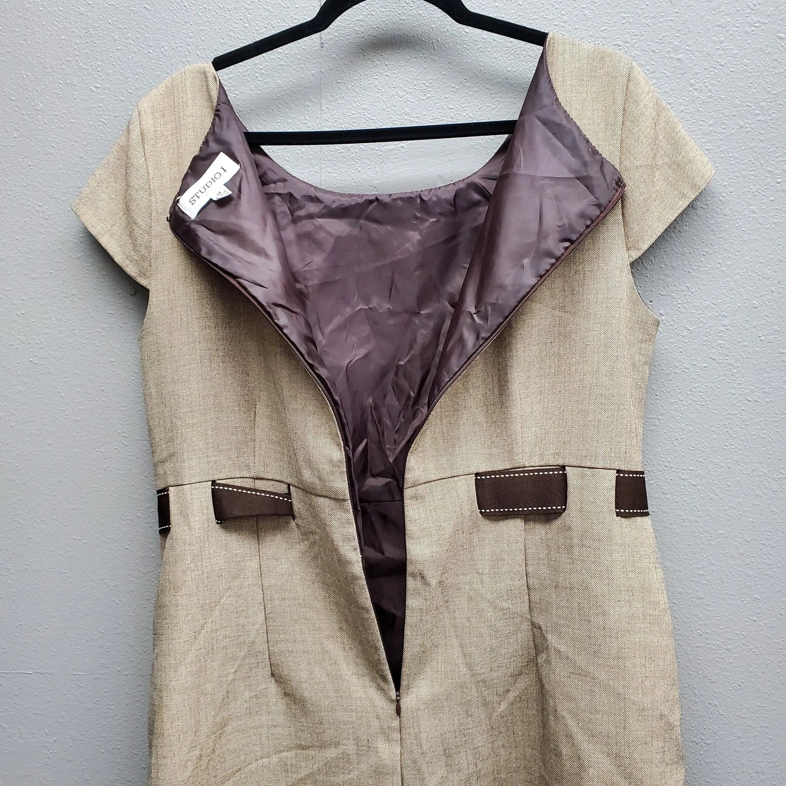 VETEMENTS Abito Studio I donna 14 marrone marrone marrone tubino cintura foderato carriera ufficio classico