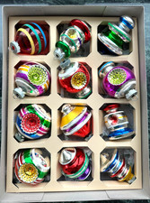 Christopher Radko Shiny Brite Glass Ornaments Set Of 12 Medium