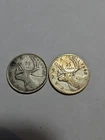 Lot of 2 Canada 🇨🇦 25c Quarters,  Silver .800 King George V1, 1942-43