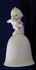 Precious Moments BELL  Jesus Loves Me  Girl w Bunny E-5209 Dove Jonathan  David