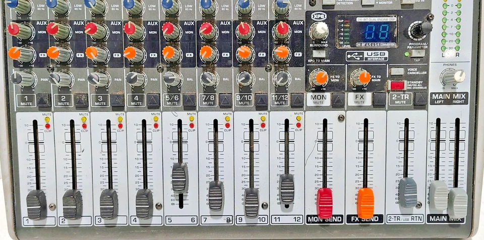Behringer Xenyx X1222USB 16Input 2 Bus Mixer with XENYX Mic Preamps Power Tested - image 3 of 4