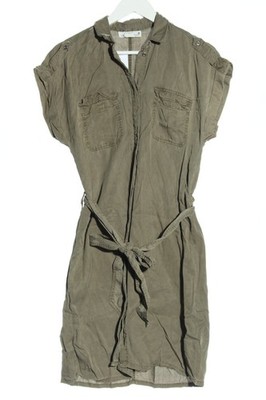 H&M L.O.G.G. Blusenkleid Damen Kleid Gr. DE 34 khaki Casual-Look