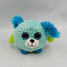 Peluche boule chien bleu vert Gros yeux brillant ETS FERRY  - 33084