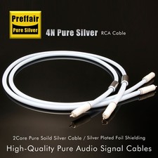 Pair Pure Silver RCA Cable Sterling Silver HI-FI Audio Signal Interconnect Cable Pair Pure Silver RCA Cable Sterling Silver HI-FI Audio Signal Interconnect Cable - Image 1