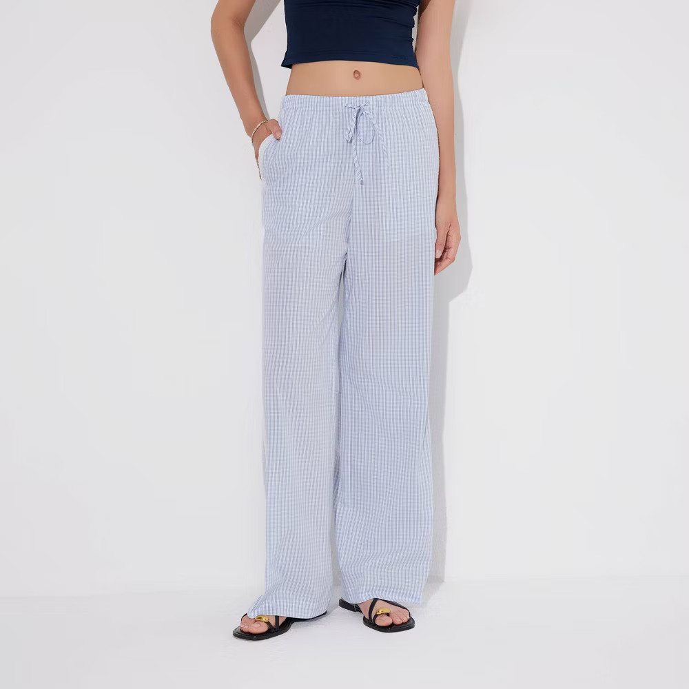 Women Lace Trim Pajama Pants - Wild Fable White Check XS