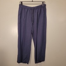 Splendid Linen Blend Wide Leg Crop Pants Pull On, Women's Size M, Navy Blue