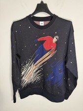 Zara Mens Ski Sweater Large Knit Navy Blue Polka Dot Streetwear 4087/401 NWT