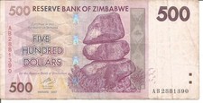 ZIMBABWE 500 DOLLARS 2007 (2008)
