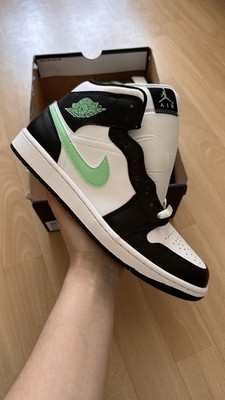 Nike Air Jordan 1 Mid WHITE/GREEN GLOW-BLACK Herren Sneaker EU 44,5 Neu