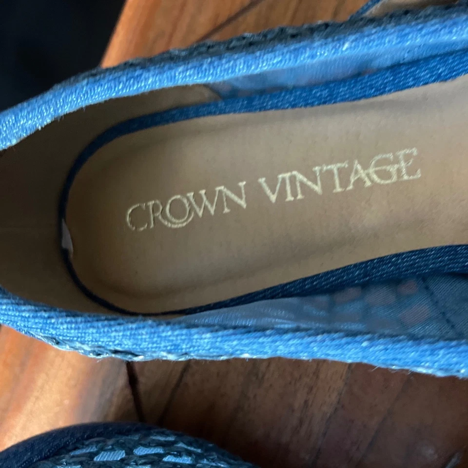 Crown Vintage Nalahni Azul Denim Red Mary Jane Hebilla Ballet Pisos 8.5M Nuevo con Caja Foto 4 de 4