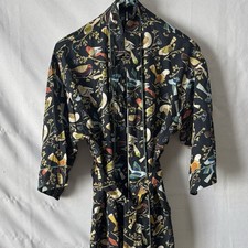 UNI Bird Print Kimono Robe One Size Wrap Tie Belt Loungewear