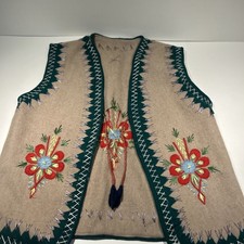 VTG Colorful  Wool  Vest with Handstitched detailing Absolutely Gorgeous Small