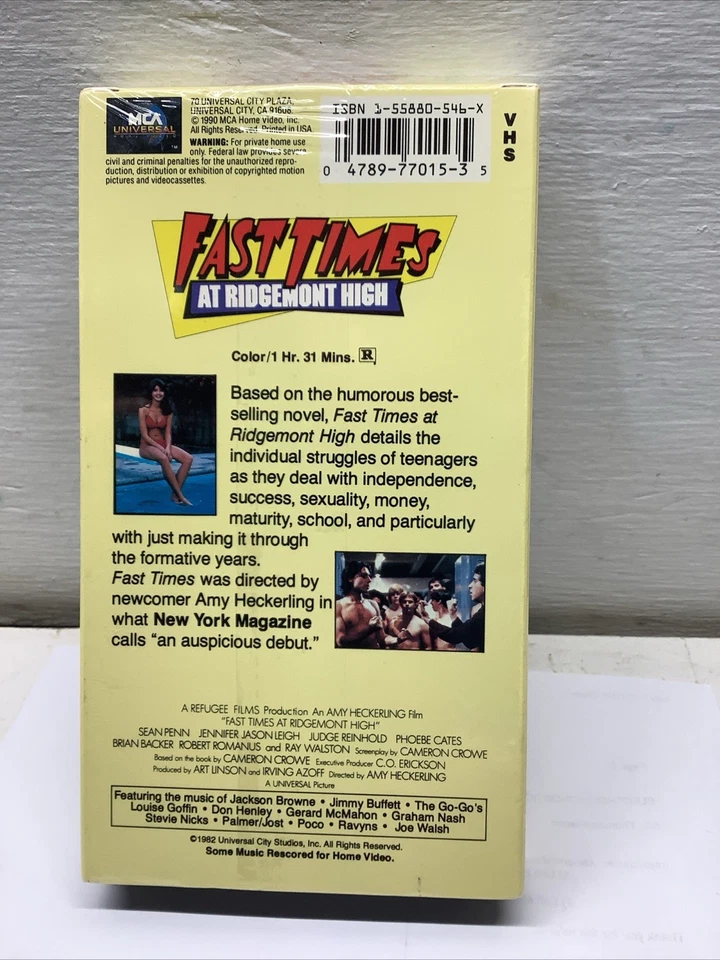 RARE Fast Times at Ridgemont High VHS MCA 80s Pre- Watermark - Image 2 of 4