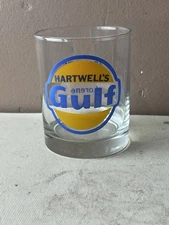 GULF OIL/Hartwell’s Gulf 25 Years Advertising Whiskey Rocks Glass