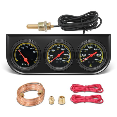 #ad #ad 52mm Triple Gauge Set Oil Pressure Water Temp Volt Meter 2quot; Car Kit $59.21