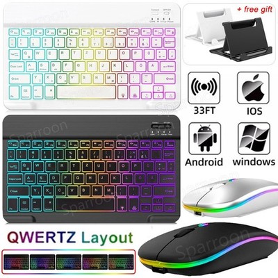 QWERTZ Beleuchtete Tastatur Maus für Huawei MatePad 11/SE/T10 M6 Honor Pad X9 X8