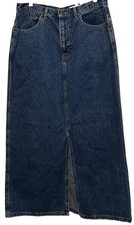 Eddie Bauer Denim Skirt 10 Homeschool Modest Front Vent Blue Jean Vintage Y2k