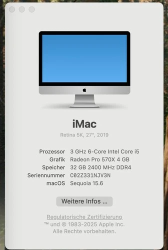 Logicboard iMac 27" Retina 5K 2019 3.0GHz i5 6-Core 32GB RAM, A2115