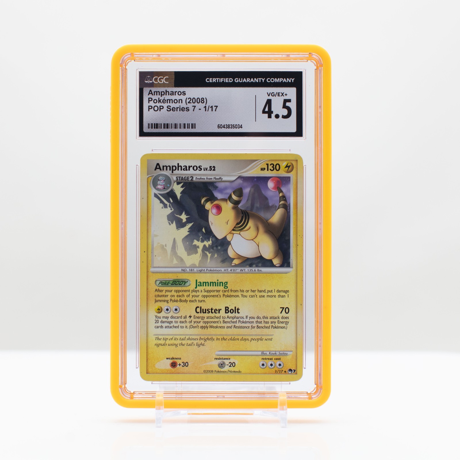 Pokemon Ampharos Non-Holo #1/17 POP Series 7 2008 - CGC 4.5