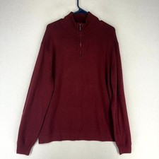 Perry Ellis Dark Red Quarter Zip Sweater Mens Size L